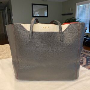 Furla Black and White  Leather Tote